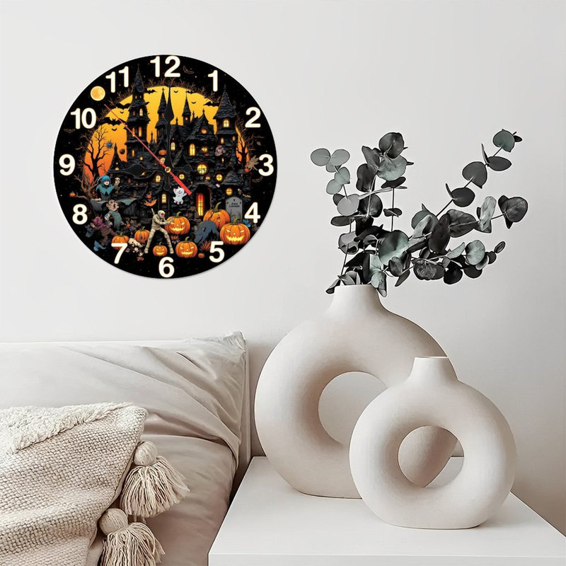 Horloge d'Halloween citrouilles de château hanté