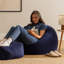 icon Kingston Cord Adults Bean Bag Chair and Pouffe, Ready Filled Beanbag and Footstool Navy Blue-63685092