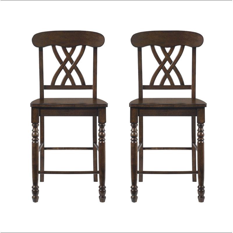 Ensemble de 2 chaises à hauteur de comptoir avec dossier en croix