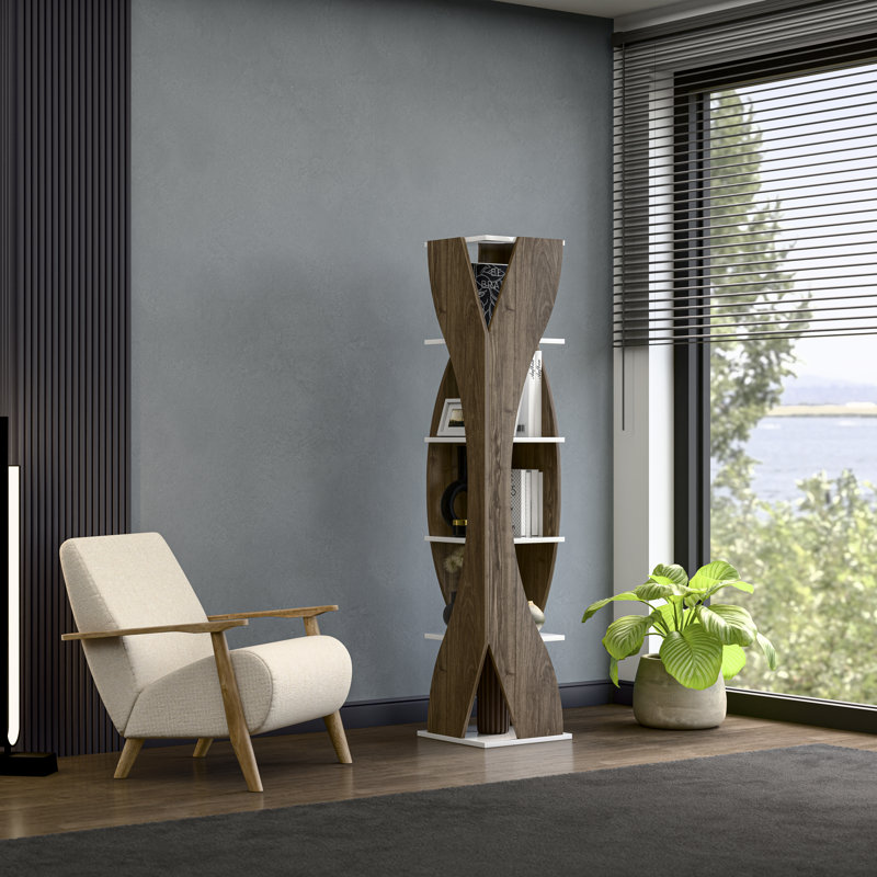 Reva 180cm x H 40cm W Corner Bookcase, Brown