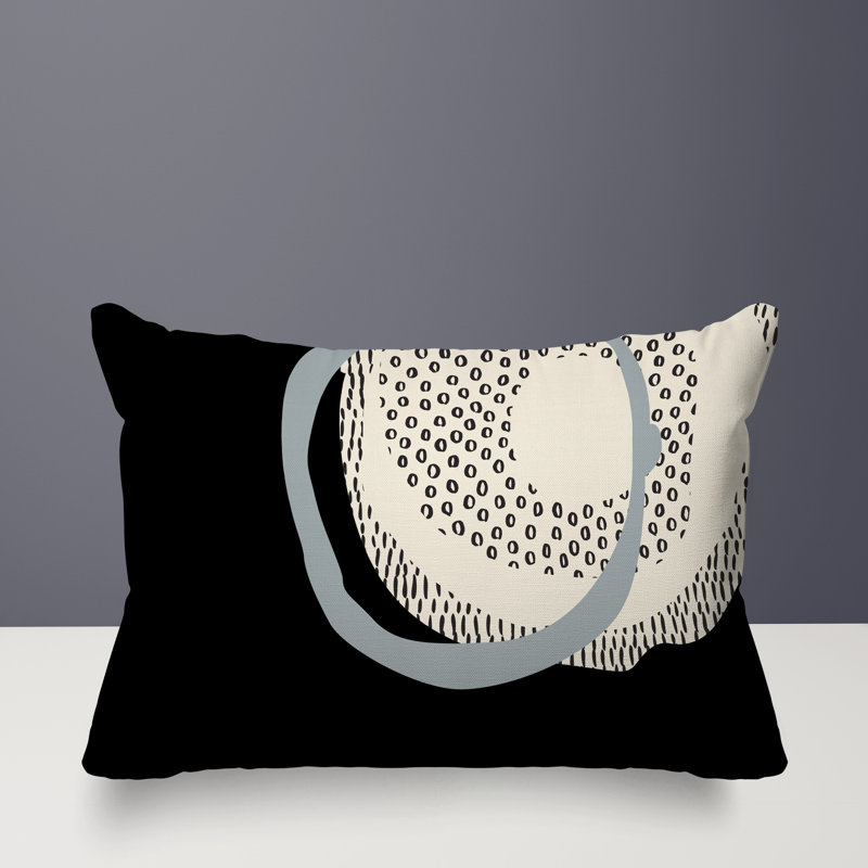 Coussin lombaire réversible intérieur / extérieur Vikka, H 18 po x l 25 po, Gris / noir / blanc cassé