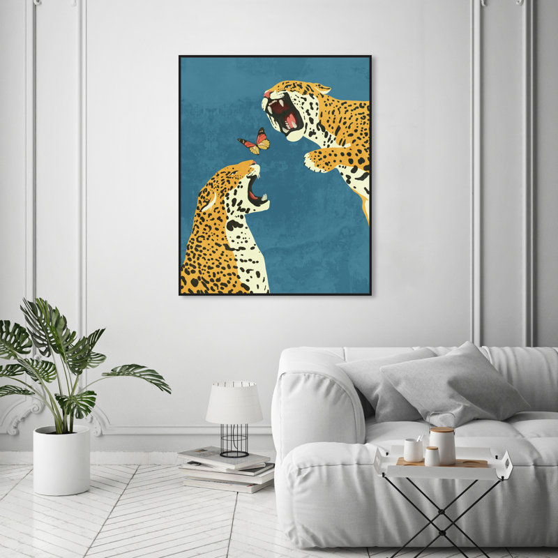Wild Feline - Impression sur toile, H 55 po x l 37 po, Toile avec cadre flottant noir