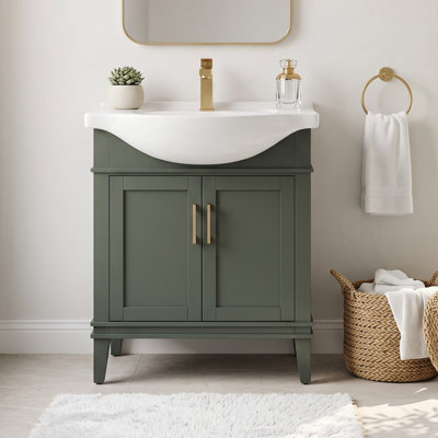 Ensemble de meuble-lavabo simple autoportant 30 po avec plateau en céramique Arlowene