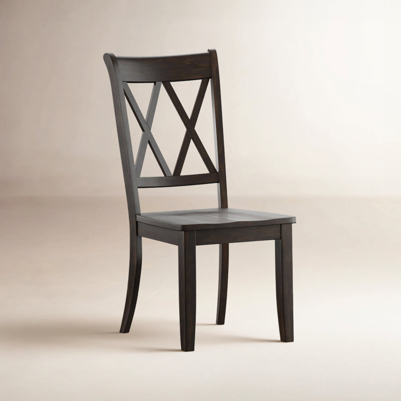 Fortville Solid Wood Cross Back Side Chair, Noir antique