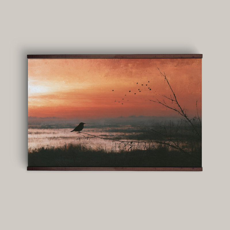 Tapisserie murale Sunset Marsh Bird, H 40 po x l 60 po