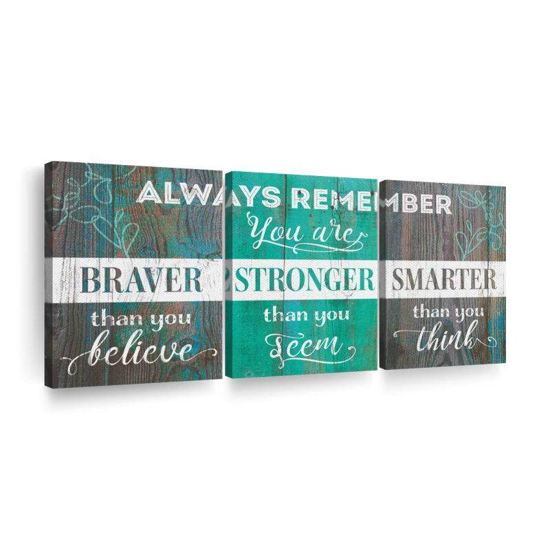 Impression sur toile Braver Stronger Smarter, H 45 po x l 92 po x P 1,25 po