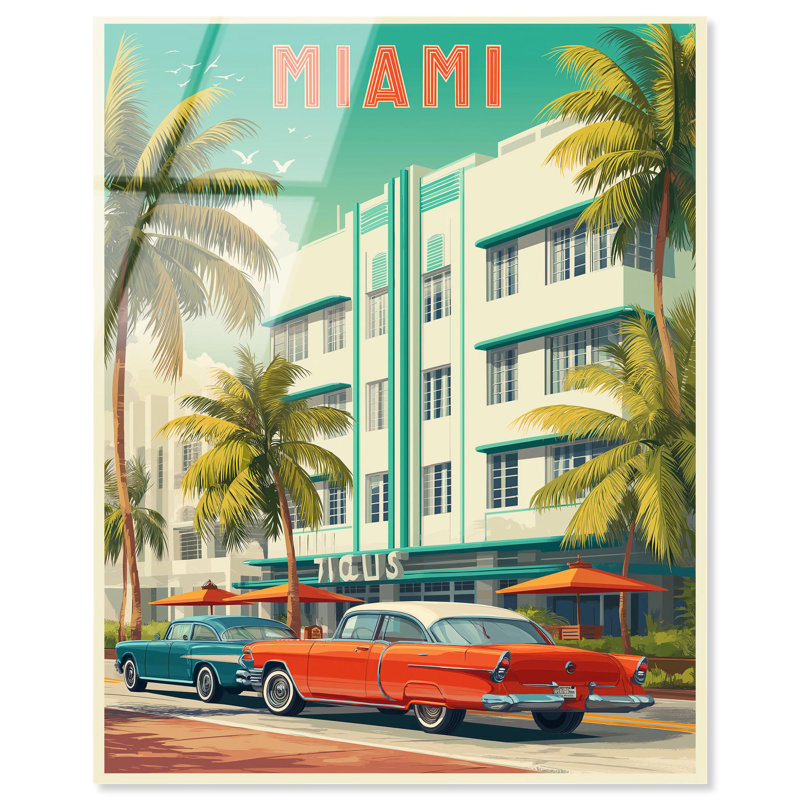 «Miami Deco II», reproduction acrylique sur toile par Art Remedy, H 20 po x l 16 po