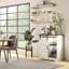 Buffet blanc 33 po - Buffet avec tablette réglable et porte de grange coulissante pour la cuisine