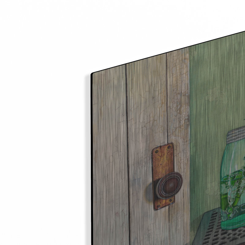  «Daisy At The Door» par Marvindale, art mural en métal, 12 po x 12 po, H 12 po x l 12 po
