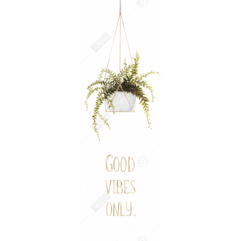 Toile à motif floral Good Vibes Only Leaves | Cadre blanc, H 49,25 po x l 17,25 po
