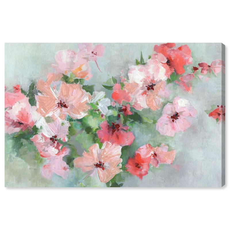 Floral Breeze Wrapped Canvas Art in Soft Pastel Colors