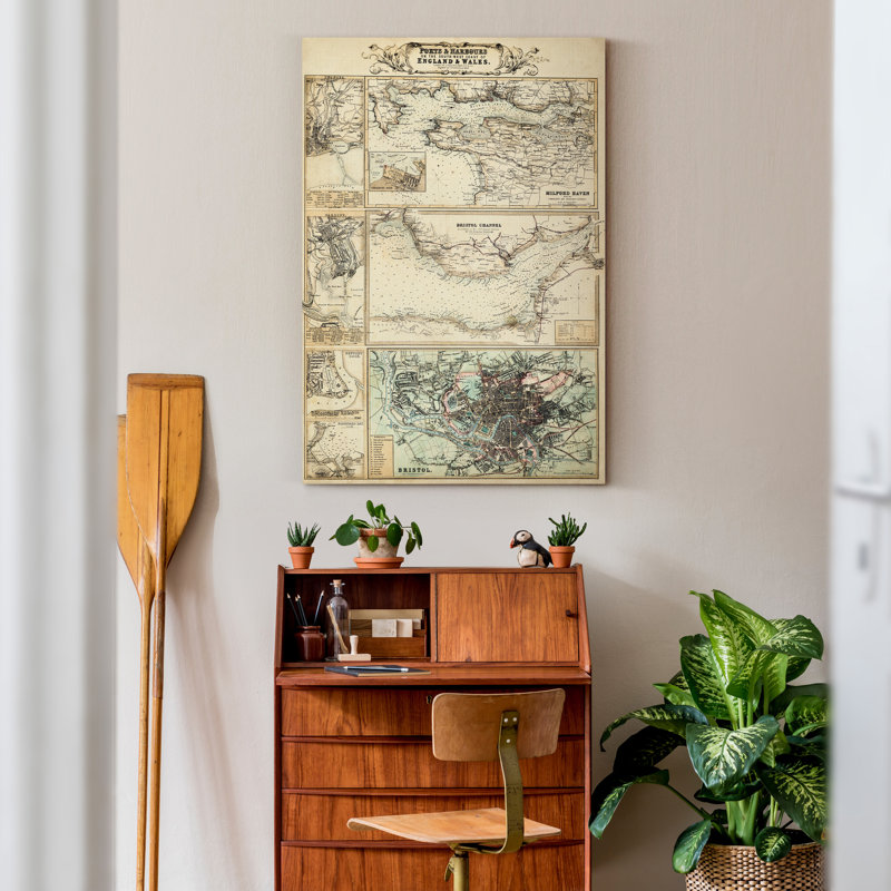 «Map of the Coast of», reproduction sur toile, H 12 po x l 8 po x P 1 po