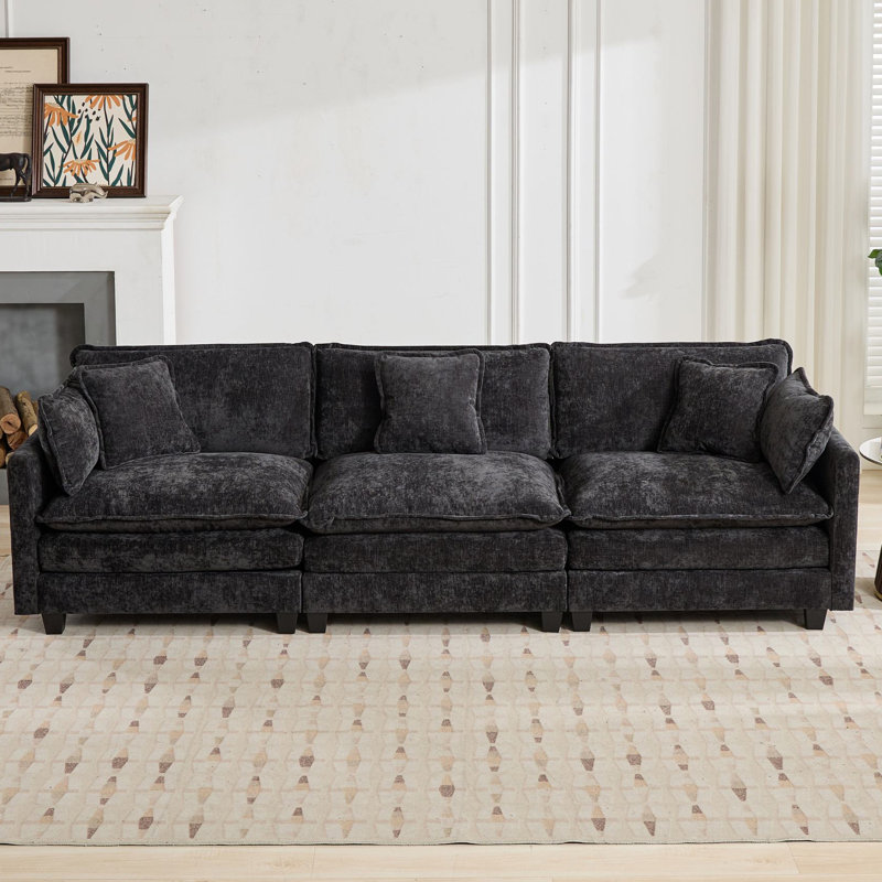 Très grand canapé modulaire Schmucker, Noir, H 33 po x l 113,8 po x P 35 po