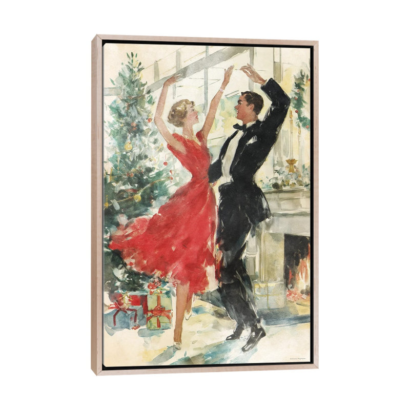 Christmas Waltz 1 Piece Wall Art on Canvas, 152.4 cm H x 101.6 cm W x 4.445 cm D, Natural Wood