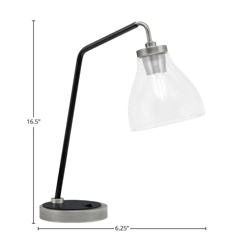 Arrowsic Desk Lamp Shown With 6.25" Bubble Glass, Graphite/Matte Black, Clear