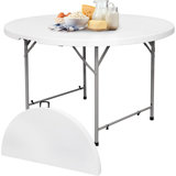 48-Inch Round Folding Table - Portable Plastic Dining Table With Carrying Handle