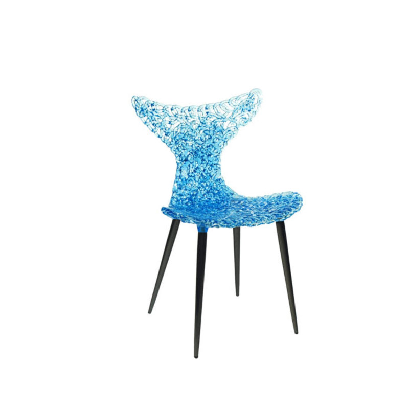 Stitch Wing Back Parsons Chair Dining Chair, Ice Blue, Black