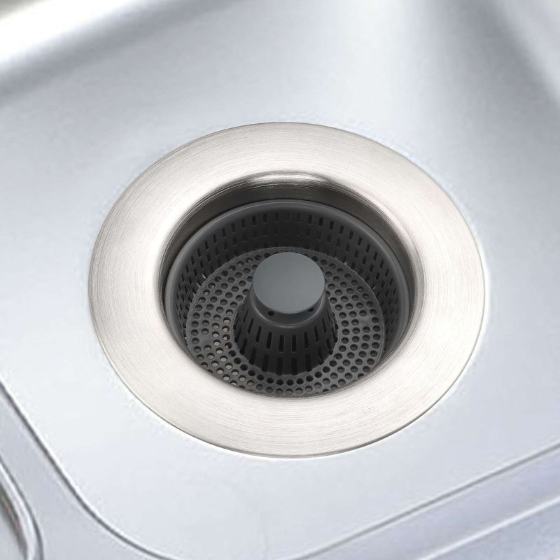 2 Pack Stainless Steel Kitchen Sink Drain Strainer 3 in 1 Pop Up Sink Stopper Drain Filter Basket Anti-Clogging