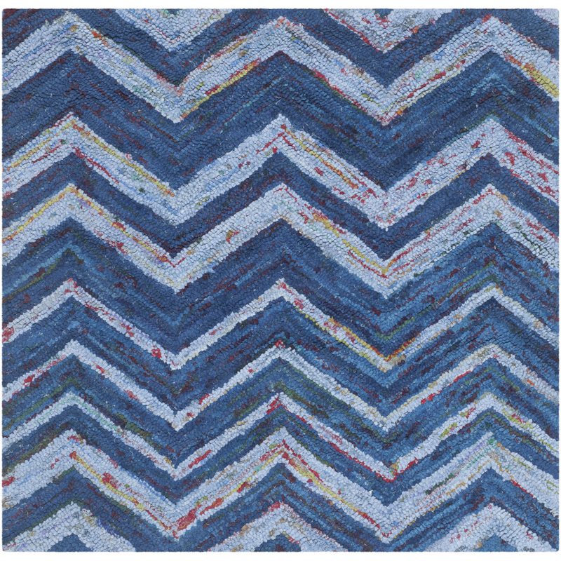Mardell Hand Tufted Cotton Chevron Rug, Square 4'