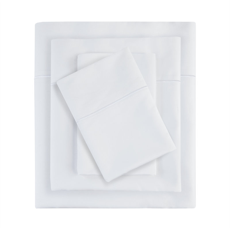 600 Thread Count Pima Cotton Sheet Set, Queen Sheet Set + 1 Fitted Sheet + 2 Pillowcases, White