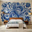 Décoration murale bleue et blanche à motif de volutes à motif floral-1207625543-1207625542