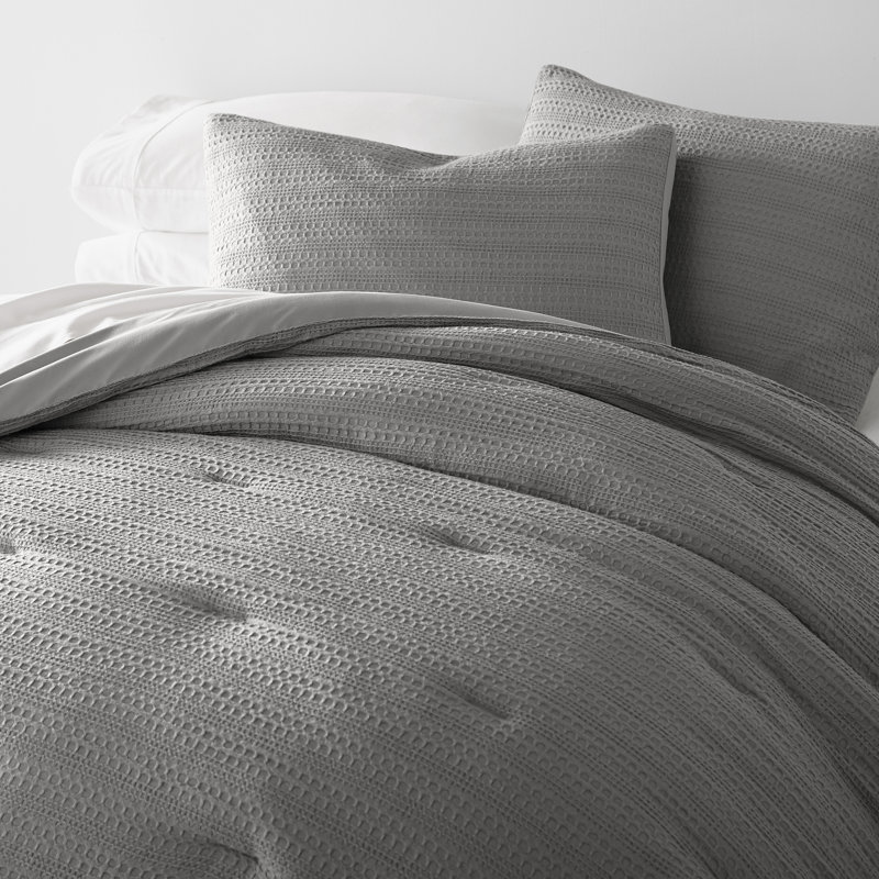 All Season Textured Down Alternative Comforter Set, Gray, King