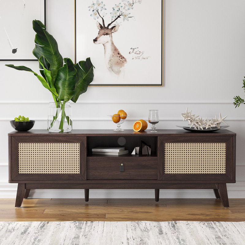  Tv Stand For Tvs Up To 60", Dark Brown Wood