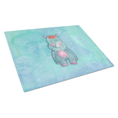 Caroline's Treasures Tempered Glass Rhinoceros Watercolor Cutting Board