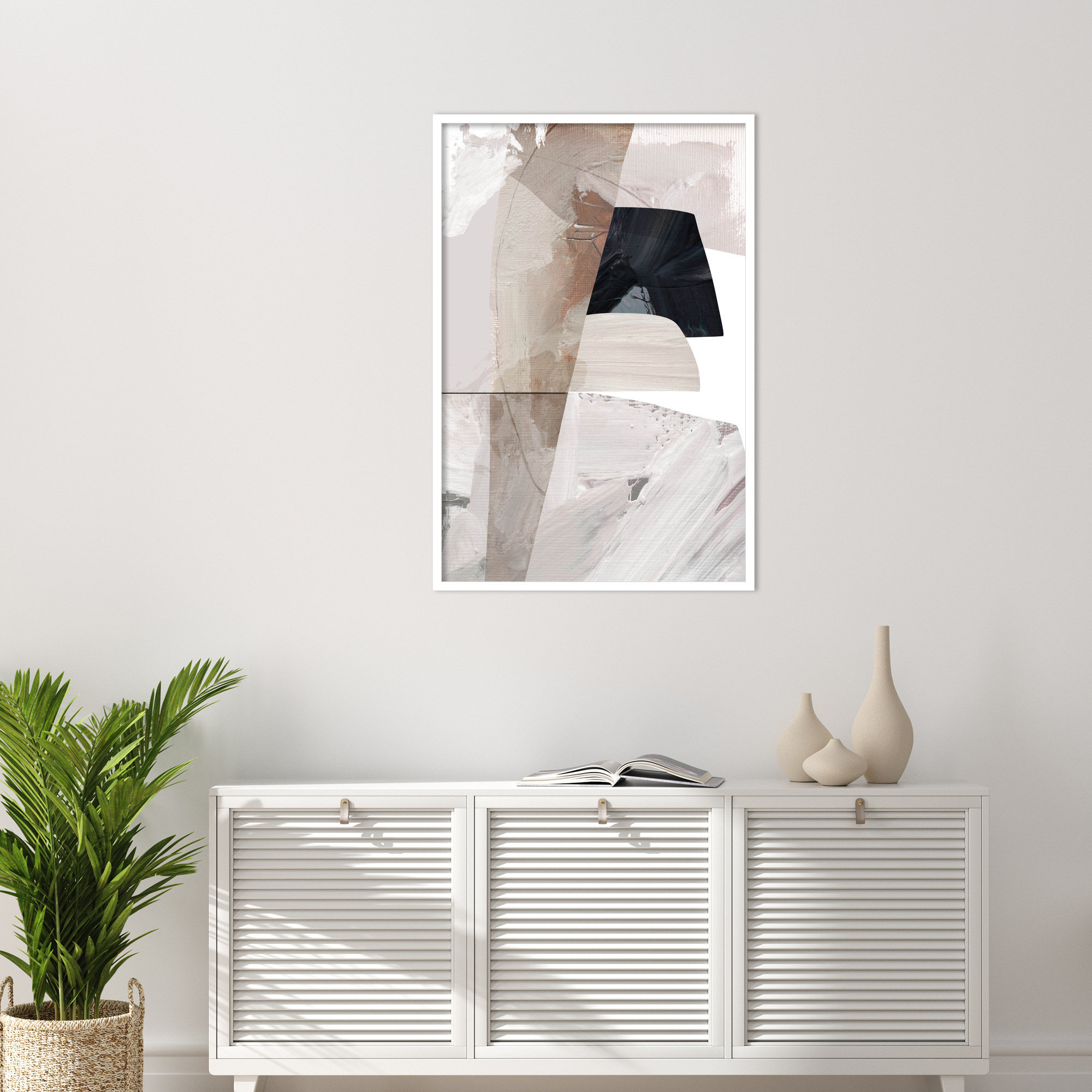 Caves by Dan Hobday Wood Framed Wall Art Print, 41" H x 28" W, White