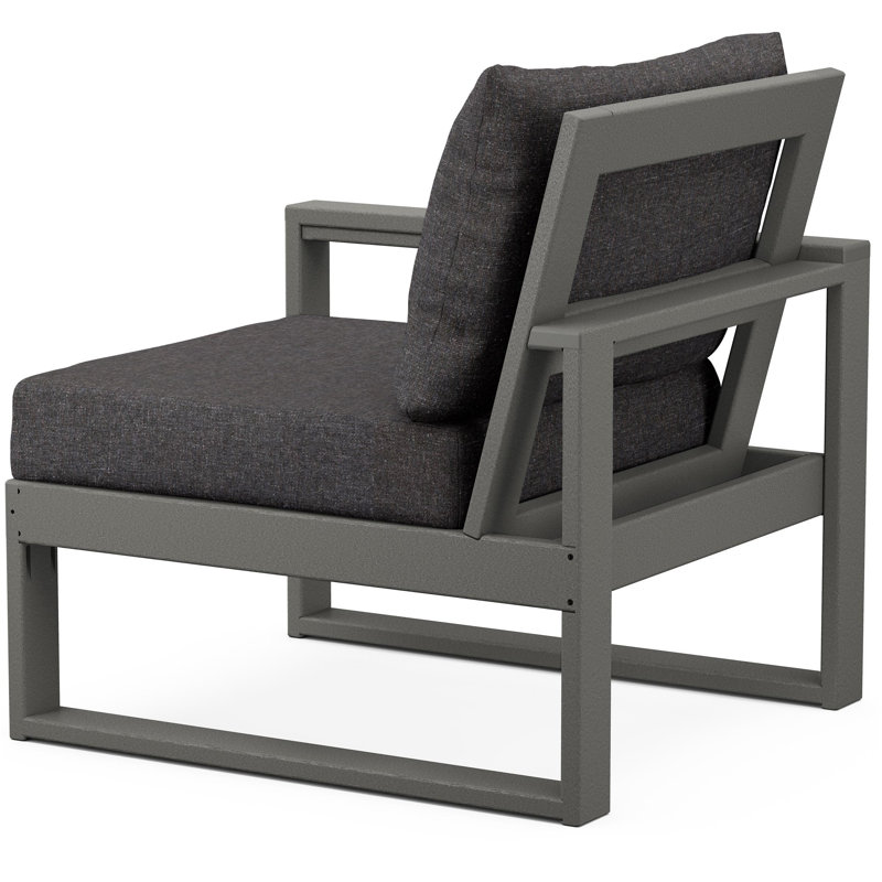 POLYWOOD Outdoor Lounge Chair, Slate Gray, Ash Charcoal
