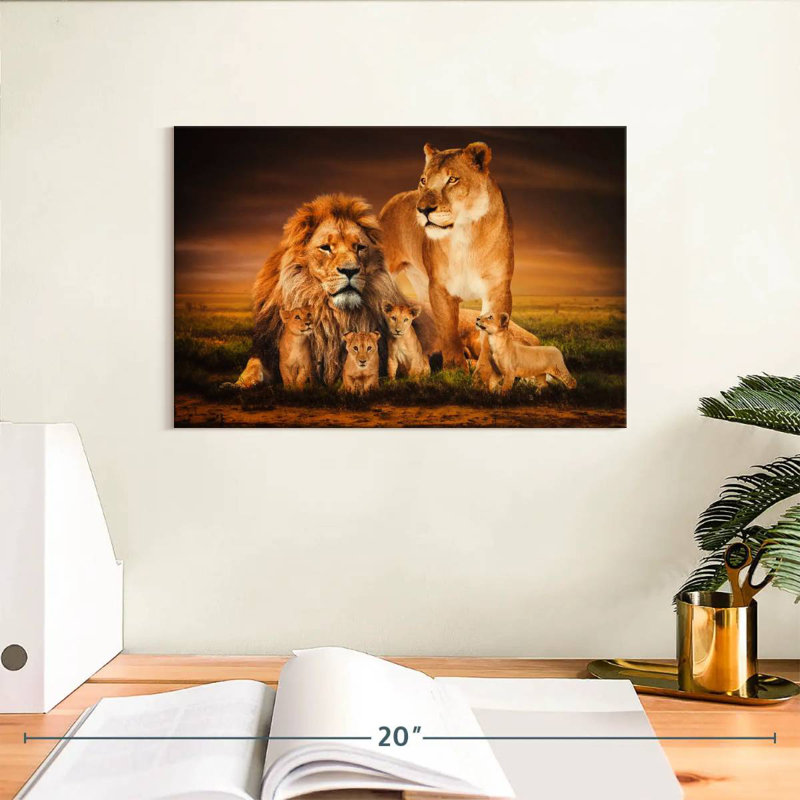 Lion Family, 8" H x 12" W