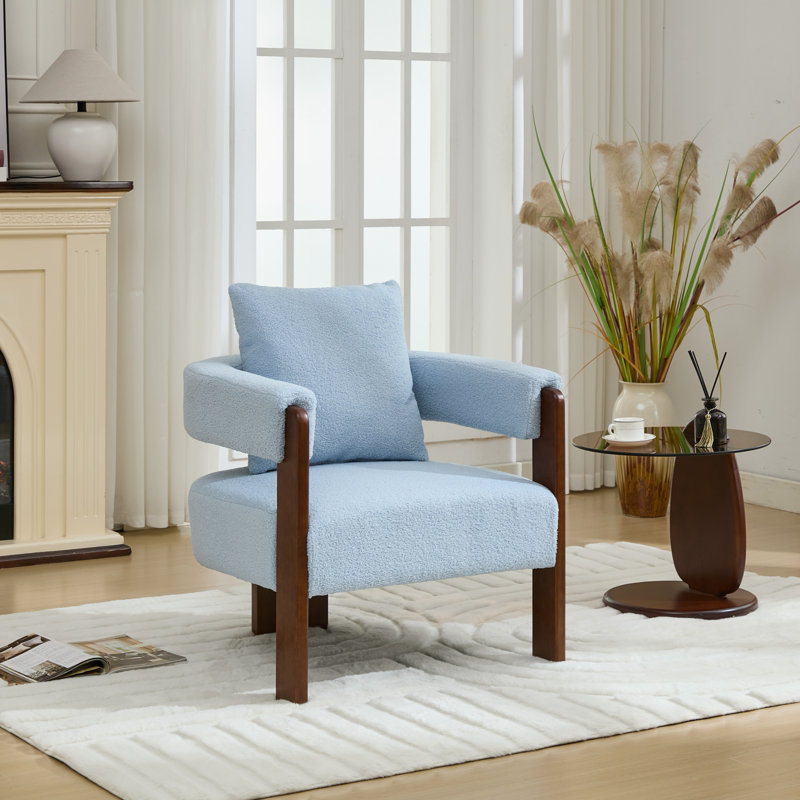 Upholstered 3-legs Accent Chair, Blue