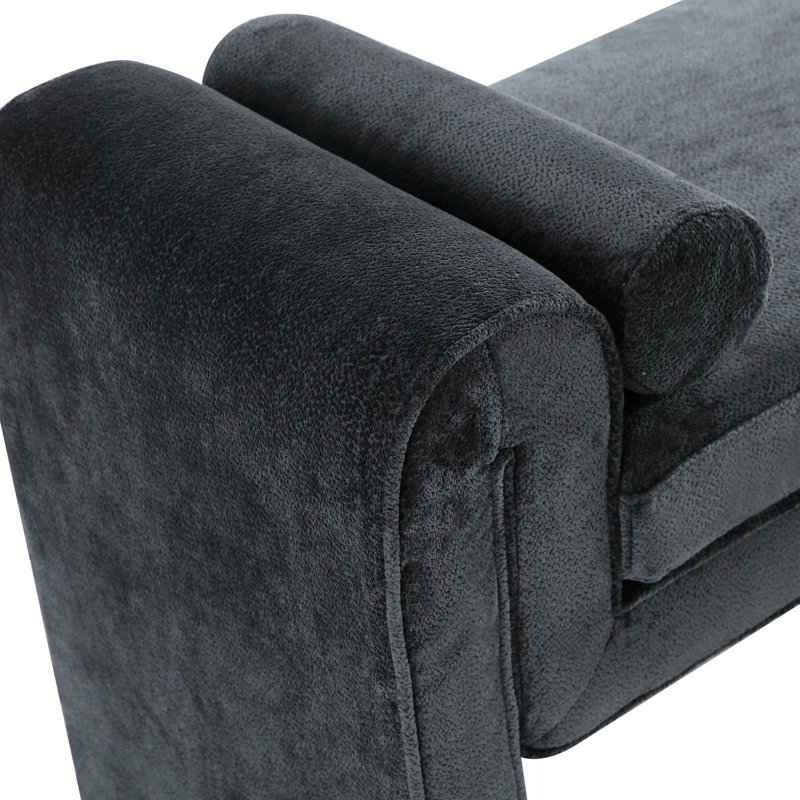 Banc d'appoint en chenille, Black, Noir, Black