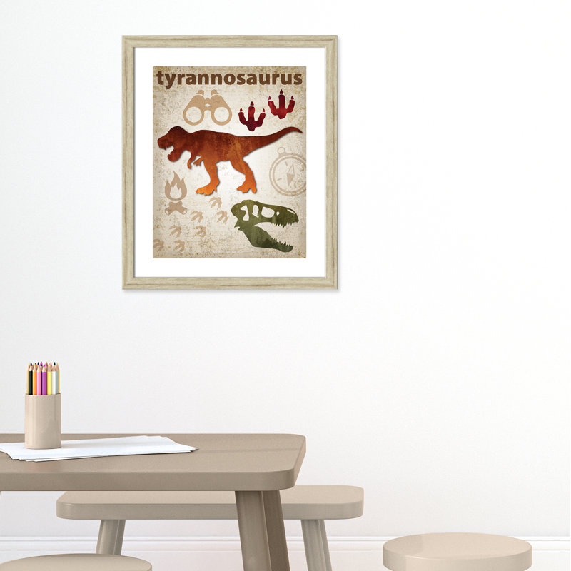 Adhésif décoratif dinosaures - 01 pi, H 26,5 po x l 22,5 po x P 0,625 po, Cadre plat beige