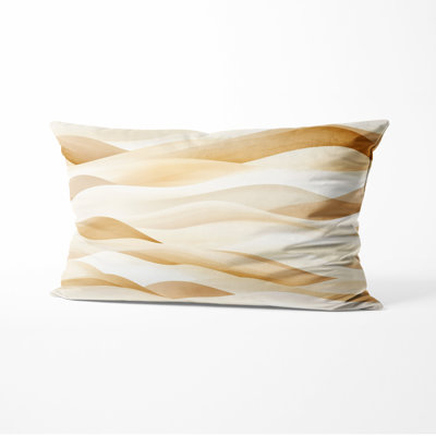 Coastal Throw Pillow - Beige Dune Sand Wave Printed Cushion