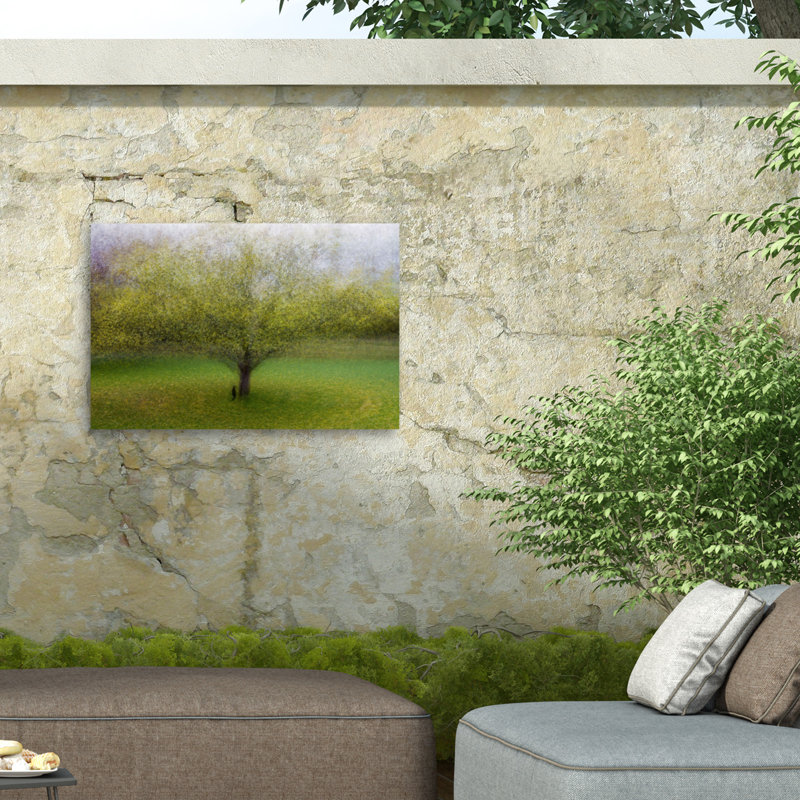 Arne Ostlund, le chat par l'arbre sur toile par Arne Ostlund, H 22 po x l 32 po