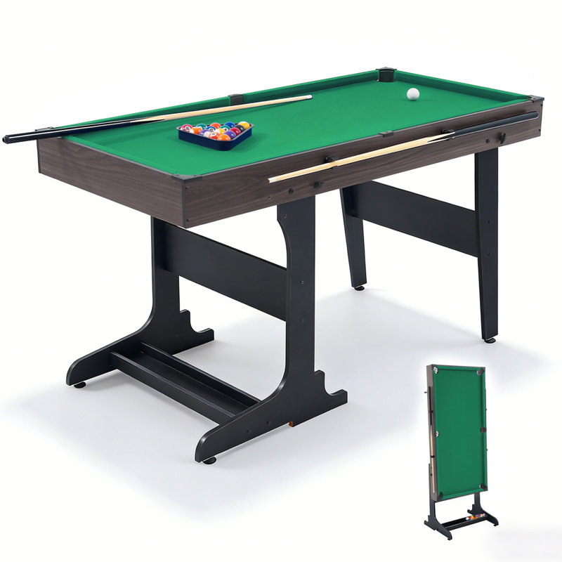 Table de billard pliable de 53 po, table de billard autoportante avec rangement pour queues de billard, conception verticale peu encombrante, cadre robuste pour les salles de jeux, les salons et les appartements