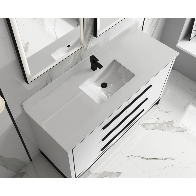 Homole 60'' Single Bathroom Vanity with Stone Top