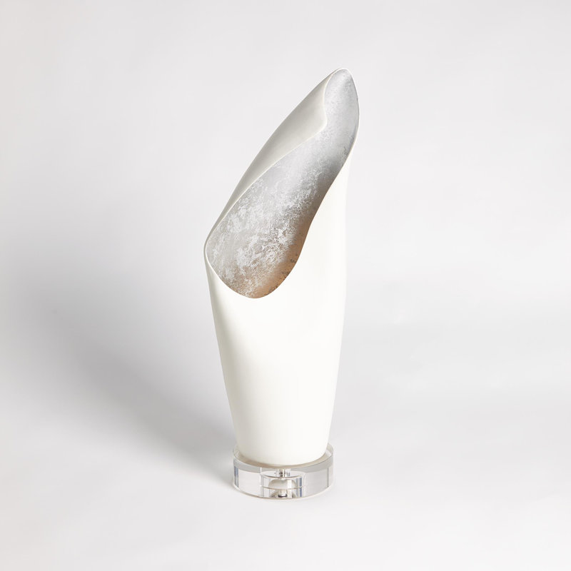 Capot de lampe blanc avec feuille, Argent