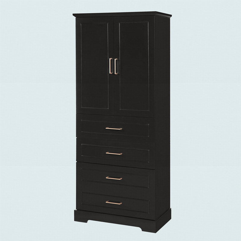 Armoire de salle de bain autoportante de 72,2 po de hauteur avec 3 tiroirs (cloisonnés, standard, profond), tablette réglable, style moderne et élégant, portes à fermeture douce, panneaux de fibres à densité moyenne, poignées en acier