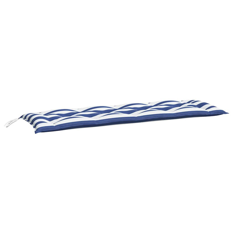 Garden Bench Cushion Set of 2 Blue and White Stripe 100 Percent Polyester Outdoor Seating Cushions