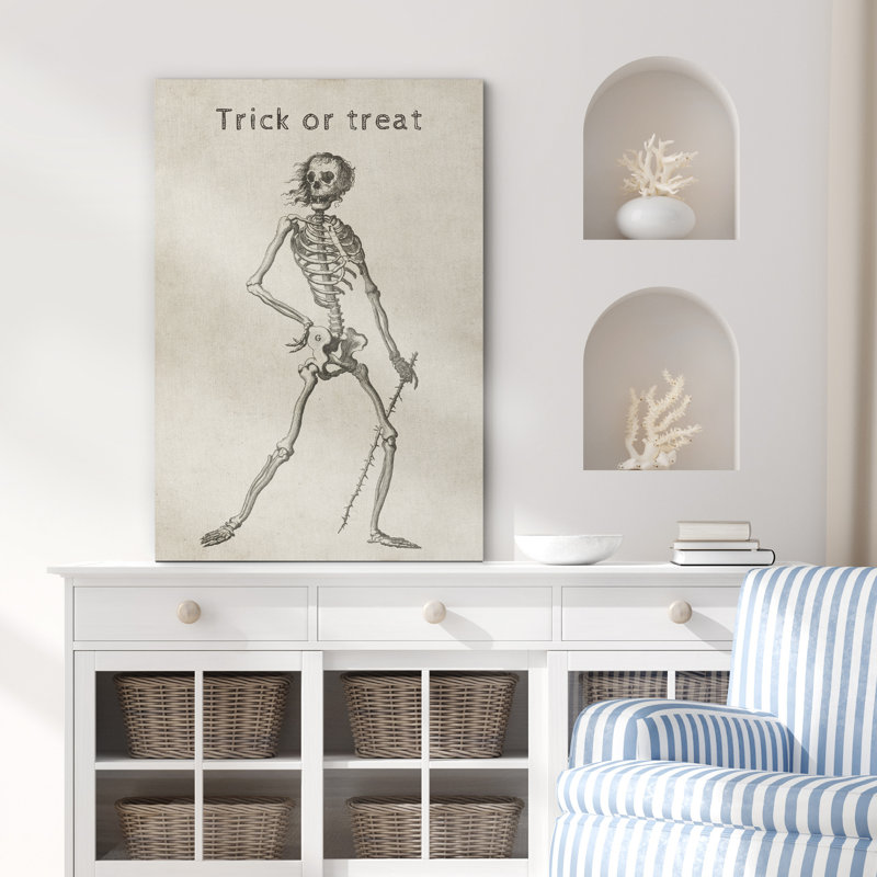 «Moody Skull Trick Or Delect», croquis humoristique, gothique, crâne sombre, croquis, illustrations, art moderne, rustique