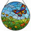 Vitrail de jardin en verre coloré 7,8 po H-1696321615
