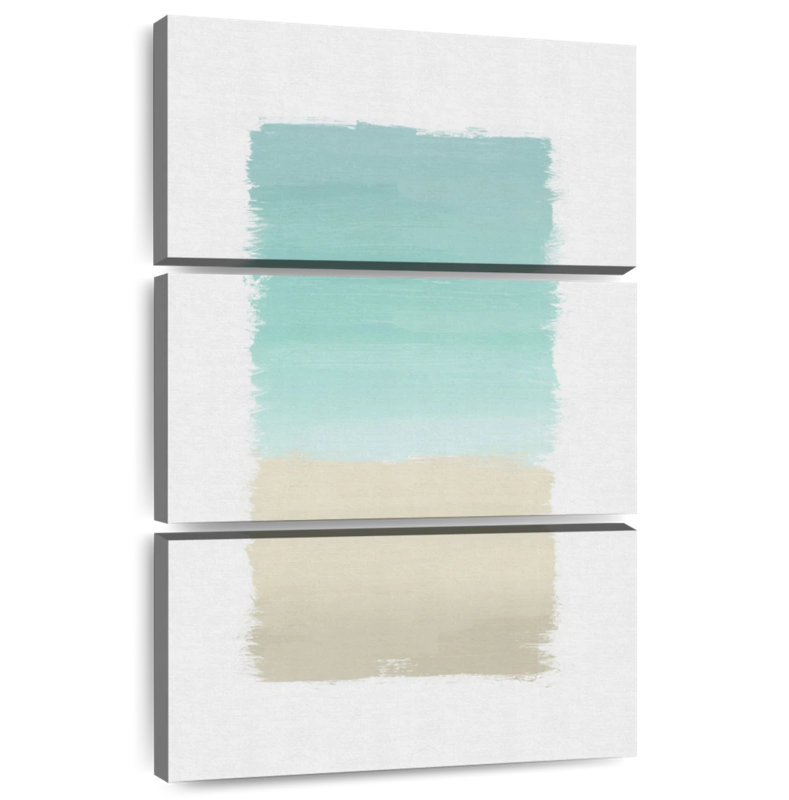 Avery turquoise abstrait sur fond blanc, H 74 po x l 48 po