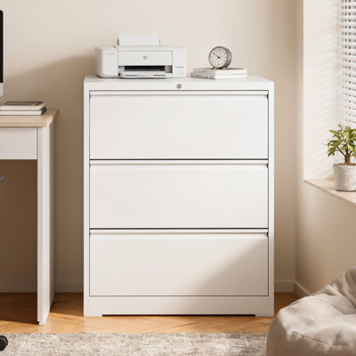 3-Drawer Lateral Filing Cabinet, 110lbs Capacity, Full-Extension Quiet Drawers & Built-in Safety Interlock by Inbox Zero