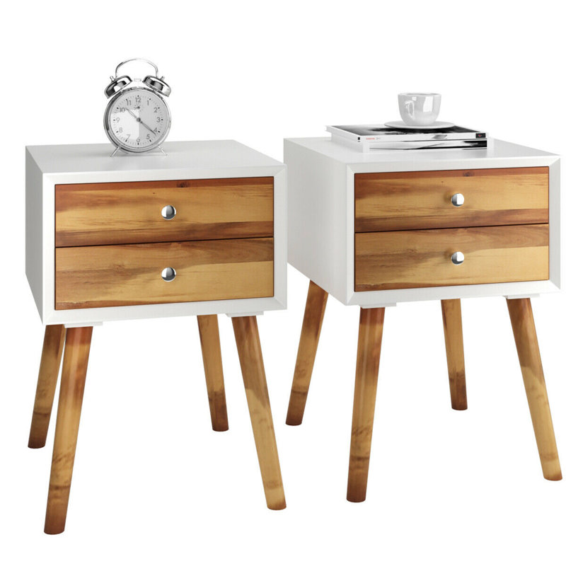 Poche 16'' W Nightstand, White/Brown