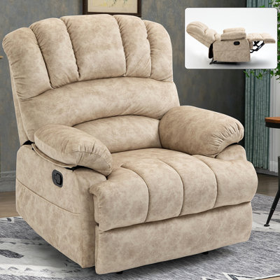 Grand fauteuil inclinable manuel en tissu pour le salon, beige
