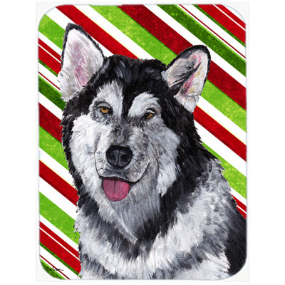 Planche à découper en verre de noël east urban home effet velours alaskan malamute