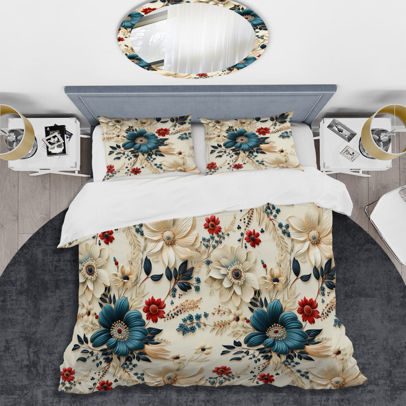 Ensemble de housse de couette Gerbera Daisy Elegance Boho, Housse de couette pour très grand lit et 2 très