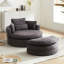 Fauteuil pivotant gris confortable avec rangement et rembourrage doux en chenille de 52 pi pour le salon